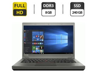 БУ Ноутбук Lenovo ThinkPad T440p / 14&quot; (1920x1080) TN / Intel Core i7-4600M (2 (4) ядра по 2.9 - 3.6 GHz) / 8 GB DDR3 / 240 GB SSD / Intel HD Graphics 4600 / VGA из Европы в Харкові