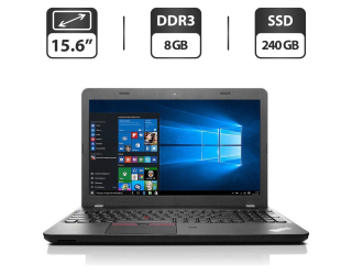 БУ Ноутбук Lenovo ThinkPad E550 / 15.6&quot; (1366x768) TN / Intel Core i3-5005U (2 (4) ядра по 2.0 GHz) / 8 GB DDR3 / 240 GB SSD NEW / Intel HD Graphics 4400 / WebCam / HDMI / Windows 10 Pro из Европы в Харкові