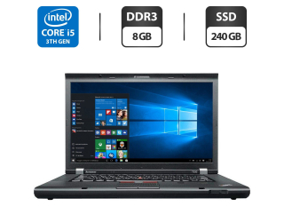 БУ Ноутбук Lenovo ThinkPad T530 / 15.6&quot; (1600x900) TN / Intel Core i5-3320M (2 (4) ядра по 2.6 - 3.3 GHz) / 8 GB DDR3 / 240 GB SSD / Intel HD Graphics 4000 / WebCam / DVD-ROM / VGA из Европы в Харкові