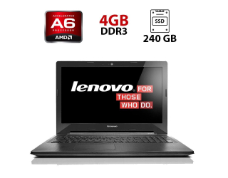 БУ Ноутбук Lenovo G50-45 / 15.6&quot; (1366x768) TN / AMD A6-6310 (4 ядра по 1.8 - 2.4 GHz) / 4 GB DDR3 / 240 GB SSD / AMD Radeon R4 Graphics / WebCam из Европы в Харкові