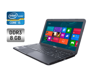 БУ Ноутбук Toshiba Satellite C855 / 15.6&quot; (1366x768) TN / Intel Core i5-3230M (2 (4) ядра по 2.6 - 3.2 GHz) / 8 GB DDR3 / 256 GB SSD / Intel HD Graphics 3000 / WebCam / DVD-ROM из Европы в Харкові