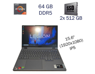 БУ Игровой ноутбук Lenovo Legion 5-15ARH7H / 15.6&quot; (1920x1080) IPS / AMD Ryzen 7 6800H (8 (16) ядер по 3.2 - 4.7 GHz) / 64 GB DDR5 / 2x 512 GB SSD / nVidia GeForce RTX 3060, 6 GB GDDR6, 192-bit / WebCam / Windows 11 Home из Европы в Харькове