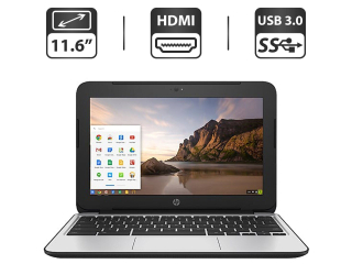 БУ Нетбук Б-класс HP ChromeBook 11 G5 EE / 11.6&quot; (1366x768) SVA / Intel Celeron N3060 (2 ядра по 1.6 - 2.48 GHz) / 4 GB DDR3 / 16 GB eMMC / Intel HD Graphics / WebCam / HDMI / Chrome OS из Европы в Харкові