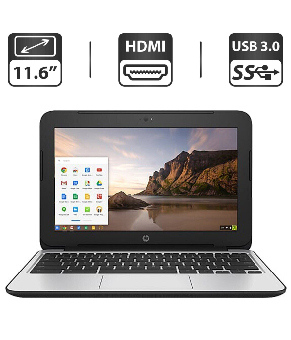 Нетбук Б-класс HP ChromeBook 11 G5 EE / 11.6&quot; (1366x768) SVA / Intel Celeron N3060 (2 ядра по 1.6 - 2.48 GHz) / 4 GB DDR3 / 16 GB eMMC / Intel HD Graphics / WebCam / HDMI / Chrome OS - 1