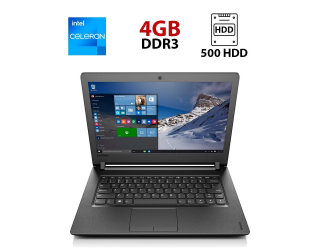 БУ Ноутбук Lenovo Ideapad 110-14IBR / 14&quot; (1366x768) TN / Intel Celeron N3060 (2 (дра по 1.6 - 2.48 GHz) / 4 GB DDR3 / 500 GB HDD / Intel HD Graphics 400 / WebCam из Европы в Харкові
