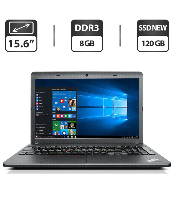 Ноутбук Б-класс Lenovo ThinkPad E540 / 15.6&quot; (1366x768) TN / Intel Core i3-4000M (2 (4) ядра по 2.4 GHz) / 8 GB DDR3 / 120 GB SSD NEW / Intel HD Graphics 4600 / WebCam / DVD-ROM / Windows 10 Pro - 1