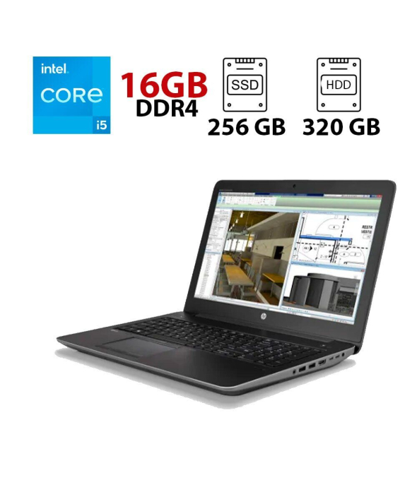 Ноутбук HP ZBook 15 G4 / 15.6&quot; (1920x1080) TN / Intel Core i5-7440HQ (4 ядра по 2.8 - 3.8 GHz) / 16 GB DDR4 / 256 GB SSD + 320 GB HDD / Intel HD Graphics 630 / WebCam - 1