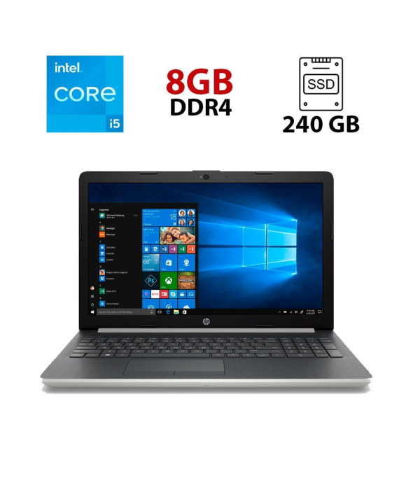 Ноутбук HP 15-dw0043dx / 15.6&quot; (1366х768) TN / Intel Core i5-8265U (4 (8) ядра по 1.6 - 3.9 GHz) / 8 GB DDR4 / 240 GB SSD / Intel UHD Graphics 620 / WebCam - 1