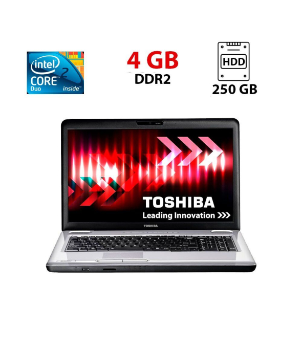 Ноутбук Б-класс Toshiba Satellite L550 / 17.3&quot; (1600x900) TN / Intel Core 2 Duo T6500 (2 ядра по 2.1 GHz) / 4 GB DDR2 / 250 GB HDD / ATI Mobility Radeon HD 4530, 512 MB DDR3, 64-bit / WebCam - 1