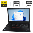 Ультрабук Б-класс Lenovo ThinkPad L480 / 14" (1920x1080) IPS / Intel Core i7-8550U (4 (8) ядра по 1.8 - 4.0 GHz) / 16 GB DDR4 / 500 GB SSD NEW / Intel UHD Graphics 620 / WebCam / HDMI / Windows 11 Pro - 1