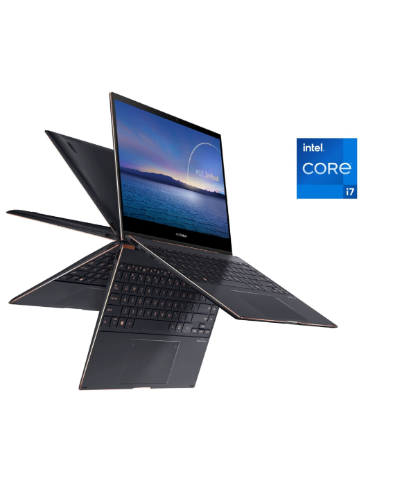 Ультрабук-трансформер Asus ZenBook Flip S UX371E / 13.3&quot; (3840x2160) IPS Touch / Intel Core i7-1165G7 (4 (8) ядра по 2.8 - 4.7 GHz) / 16 GB DDR4 / 1000 GB SSD / Intel Iris Xe Graphics / WebCam / Win 11 Home - 1