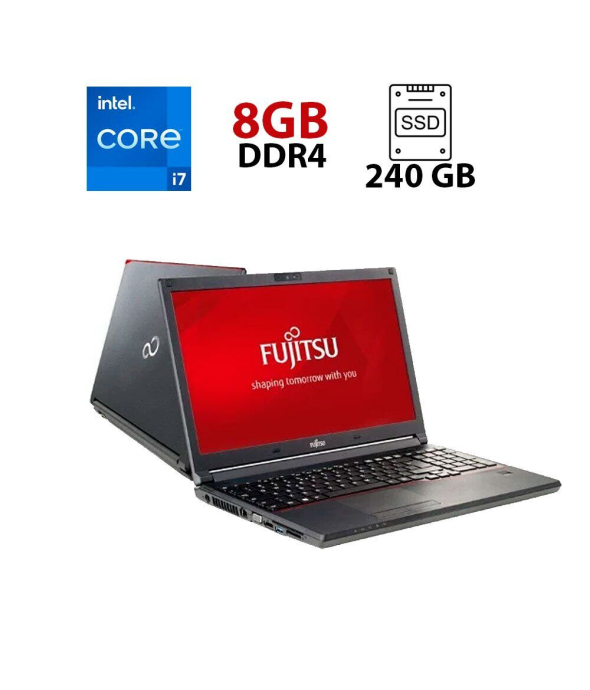 Ноутбук Fujitsu LifeBook E556 / 15.6&quot; (1366x768) TN / Intel Core i7-6500U (2 (4) ядра по 2.5 - 3.1 GHz) / 8 GB DDR4 / 240 GB SSD / Intel HD Graphics 520 / WebCam / DisplayPort / DVD-RW - 1