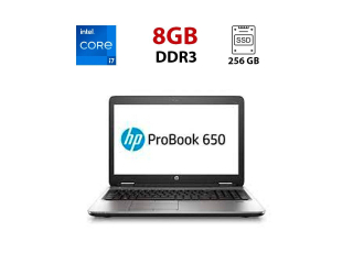 БУ Ноутбук HP ProBook 650 G1 / 15.6&quot; (1920x1080) TN / Intel Core i7-4800MQ (4 (8) ядра по 2.7 - 3.7 GHz) / 16 GB DDR3 / 240 GB SSD / Intel HD Graphics 4600 / WebCam из Европы в Харкові