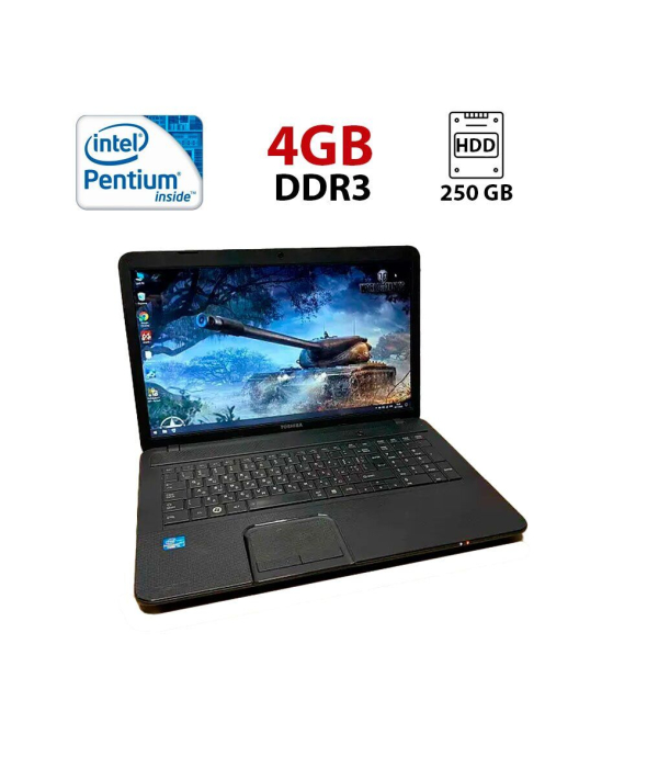 Ноутбук Toshiba Satellite C870 / 17.3&quot; (1600x900) TN / Intel Pentium B960 (2 ядра по 2.2 GHz) / 4 GB DDR3 / 250 GB HDD / Intel HD Graphics / WebCam - 1