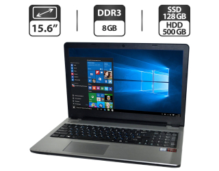 БУ Ноутбук Pegatron D15S PlaidBook / 15.6&quot; (1366x768) TN / Intel Core i5-6200U (2 (4) ядра по 2.3 - 2.8 GHz) / 8 GB DDR3 / 128 GB SSD M.2 + 500 GB HDD / Intel HD Graphics 520 / WebCam / VGA из Европы в Харкові
