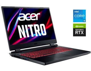 БУ Игровой ноутбук Acer Nitro 5 AN517-55 / 17.3&quot; (1920x1080) IPS / Intel Core i5-12500H (12 (16) ядер по 2.5 - 4.5 GHz) / 16 GB DDR4 / 512 GB SSD / nVidia GeForce RTX 3050, 4 GB GDDR5, 128-bit / WebCam / Win 11 Home из Европы в Харькове
