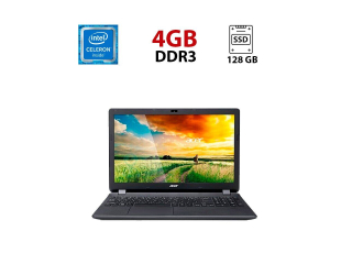БУ Ноутбук Acer Aspire ES1-512 / 15.6&quot; (1366x768) TN / Intel Celeron N2940 (4 ядра по 1.83 - 2.25 GHz) / 4 GB DDR3 / 128 GB SSD / Intel HD Graphics / WebCam из Европы в Харкові
