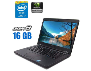БУ Ноутбук Б-класс Dell Latitude E5450 / 14&quot; (1920x1080) TN / Intel Core i7-5600U (2 (4) ядра по 2.6 - 3.2 GHz) / 16 GB DDR3 / 250 GB SSD / nVidia GeForce 840M, 2 GB DDR3, 64-bit / WebCam / Win 10 Pro из Европы в Харькове