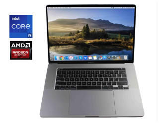 БУ Ультрабук Apple MacBook Pro 16 2019 A2141 / 16&quot; (3072x1920) IPS / Intel Core i9-9980HK (8 (16) ядер по 2.4 - 5.0 GHz) / 16 GB DDR4 / 500 GB SSD / AMD Radeon Pro 5300M, 4 GB GDDR6, 128-bit / WebCam / MacOS из Европы в Харкові