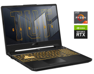БУ Игровой ноутбук Asus TUF Gaming A15 TUF506QE / 15.6&quot; (1920x1080) IPS / AMD Ryzen 7 5800H (8 (16) ядер по 3.2 - 4.4 GHz) / 16 GB DDR4 / 512 GB SSD / nVidia GeForce RTX 3050 Ti, 4 GB GDDR6, 128-bit / WebCam / Win 10 Home из Европы в Харькове