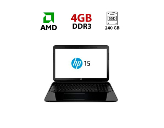 БУ Ноутбук HP 15-g073ng / 15.6&quot; (1366x768) TN / AMD A8-6410 (4 ядра по 2.0 - 2.4 GHz) / 4 GB DDR3 / 240 GB SSD / AMD Radeon R5 Graphics / WebCam из Европы в Харкові