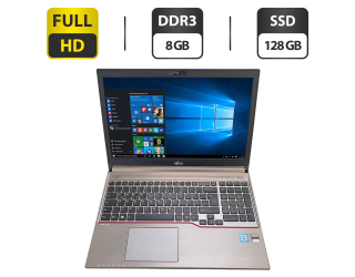 БУ Ноутбук Б-класс Fujitsu LifeBook E756 / 15.6'' (1920x1080) IPS / Intel Core i5-6300U (2 (4) ядра по 2.4 - 3.0 GHz) / 8 GB DDR3 / 128 GB SSD / Intel HD Graphics 520 / WebCam / DVD-ROM / DisplayPort из Европы в Харкові