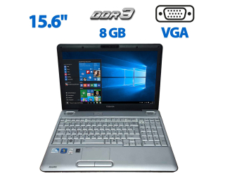 БУ Ноутбук Toshiba Satellite L500-1R3 / 15.6&quot; (1366x768) TN / Intel Pentium T4400 (2 ядра по 2.2 GHz) / 8 GB DDR3 / 500 GB HDD / Intel Graphics / WebCam / VGA из Европы в Харкові