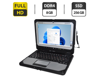 БУ Защищенный нетбук-трансформер Б-класс Panasonic ToughBook CF-20 MK2 / 10.1&quot; (1920x1200) IPS Touch / Intel Core m5-6Y57 (2 (4) ядра по 1.1 - 2.8 GHz) / 8 GB DDR3 / 256 GB SSD / Intel HD Graphics 615 / WebCam 2 MP + 8 MP / Windows 11 Pro + Стилус из Европы в Харкові
