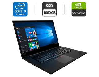 БУ Игровой ноутбук Lenovo ThinkPad P1 2nd Gen (20QT003KRT) / 15.6&quot; (3840x2160) OLED Touch / Intel Core i9-9880H (8 (16) ядер по 2.3 - 4.8 GHz) / 64 GB DDR4 / 1000 GB SSD / nVidia Quadro T2000, 4 GB GDDR4, 128-bit / WebCam / Два АКБ / Windows 10 Pro из Европы в Харкові