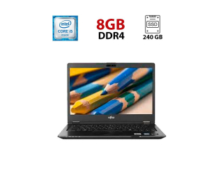 БУ Ультрабук Fujitsu LifeBook U748 / 14&quot; (1920x1080) IPS / Intel Core i5-8250U (4 (8) ядра по 1.6 - 3.4 GHz) / 8 GB DDR4 / 240 GB SSD / Intel UHD Graphics 620 / WebCam из Европы в Харкові
