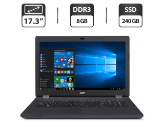 БУ Ноутбук Б-класс Acer Aspire ES1-711 / 17.3&quot; (1600x900) TN / Intel Pentium N3540 (4 ядра по 2.16 - 2.66 GHz) / 8 GB DDR3 NEW / 240 GB SSD / Intel HD Graphics / WebCam / DVD-ROM + Беспроводная мышка из Европы в Харкові