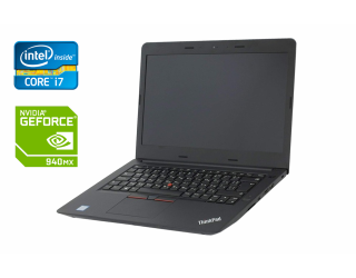 БУ Ноутбук Lenovo ThinkPad E470 / 14&quot; (1920x1080) IPS / Intel Core i7-7500U (2 (4) ядра по 2.7 - 3.5 GHz) / 16 GB DDR4 / 512 GB SSD / nVidia GeForce 940MX, 2 GB GDDR5, 64-bit / WebCam / Fingerprint + Мышка и коврик из Европы