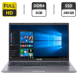 Новый ультрабук Asus Laptop X515F / 15.6" (1920x1080) TN / Intel Core i3-10110U (2 (4) ядра по 2.1 - 4.1 GHz) / 8 GB DDR4 / 240 GB SSD / Intel UHD Graphics / WebCam / HDMI / Windows 10 Home - 1