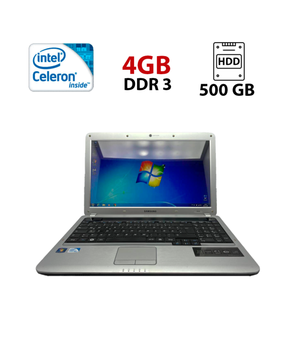 Ноутбук Samsung R530 / 15.6&quot; (1366x768) TN / Intel Celeron T3100 (2 ядра по 1.9 GHz) / 4 GB DDR3 / 500 GB HDD / Intel HD Graphics / WebCam - 1