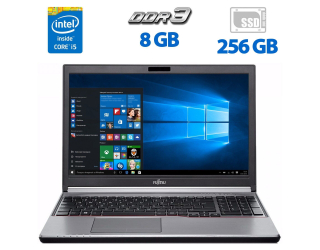 БУ Ноутбук Б-клас Fujitsu Lifebook E756 / 15.6 &quot; (1920x1080) IPS / Intel Core i5-6300U (2 (4) ядра по 2.4 - 3.0 GHz) / 8 GB DDR3 / 256 GB SSD / Intel HD Graphics 520 / DVD-ROM / DisplayPort / додаткова АКБ / Windows 10 Pro из Европы в Харкові