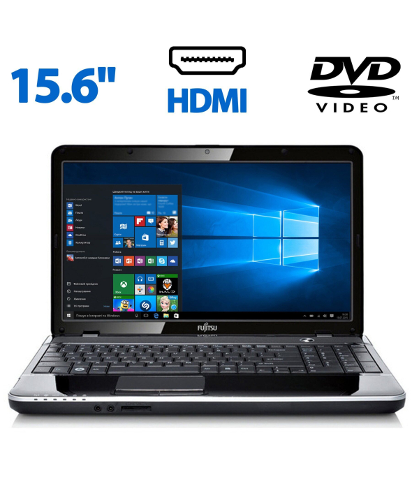 Ноутбук Fujitsu LifeBook АН531 / 15.6'' (1366x768) TN / Intel Core i3-2350M (2 (4) ядра по 2.3 GHz) / 4 GB DDR3 / 320 GB HDD / Intel HD Graphics 3000 / WebCam / DVD-ROM / HDMI / Windows 10 Pro - 1