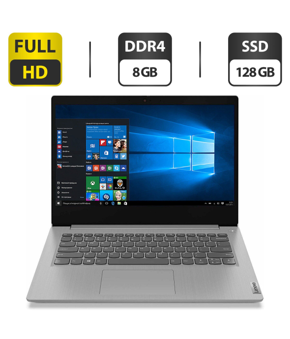 Ультрабук Б-клас Lenovo IdeaPad 3 14iil05 / 14&quot; (1920x1080) TN / Intel Core i3 - 1005g1 (2 (4) ядра по 1.2-3.4 GHz) / 8 GB DDR4 / 128 GB SSD / Intel UHD Graphics / WebCam / HDMI / Windows 10 Home - 1