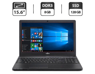 БУ Ноутбук Б-класс Fujitsu LifeBook А555 / 15.6&quot; (1366x768) TN / Intel Core i3-5005U (2 (4) ядра по 2.0 GHz) / 8 GB DDR3 / 128 GB SSD / Intel HD Graphics 5500 / WebCam / Windows 10 Pro из Европы в Харькове
