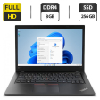 Ультрабук Lenovo ThinkPad L480/ 14 " (1920x1080) IPS / Intel Core i7-8550U (4 (8) ядра по 1.8 - 4.0 GHz) / 8 GB DDR4 / 256 GB SSD / Intel UHD Graphics 620 / WebCam / HDMI / Windows 11 Home - 1