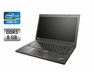 БУ Ультрабук Lenovo ThinkPad T450 / 14&quot; (1600x900) TN / Intel Core i5-5300U (2 (4) ядра по 2.3 - 2.9 GHz) / 8 GB DDR3 / 256 GB SSD / Intel HD Graphics 5500 / WebCam / Fingerprint из Европы