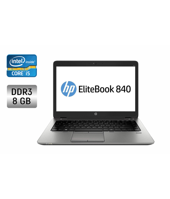 Ноутбук HP EliteBook 840 G2 / 14&quot; (1366x768) TN / Intel Core i5-5200U (2 (4) ядра по 2.2 - 2.7 GHz) / 8 GB DDR3 / 240 GB SSD / Intel HD Graphics 5500 / WebCam / Fingerprint / Windows 10 - 1