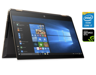 БУ Ігровий ноутбук-трансформер HP Spectre x360 15T-df000 / 15.6&quot; (3840x2160) IPS Touch / Intel Core i7-8750H (6 (12) ядер по 2.2 - 4.1 GHz) / 16 GB DDR4 / 2000 GB SSD / nVidia GeForce GTX 1050 Ti, 4 GB GDDR5, 128-bit / WebCam / Win 10 Pro из Европы в Харкові