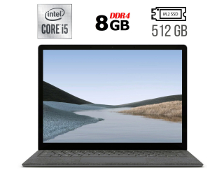 БУ Ультрабук Microsoft Surface Laptop 3 1867 / 13.5&quot; (2256x1504) IPS Touch / Intel Core i5-1035g7 (4 (8) ядра по 1.2 - 3.7 GHz) / 8 GB DDR4 / 512 GB SSD M. 2 / Intel Iris Plus Graphics / WebCam / USB 3.1 из Европы в Харкові