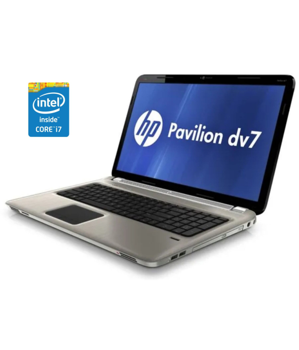 Ноутбук HP Pavilion dv7t-6100 / 17.3&quot; (1920x1080) TN / Intel Core i7-2720QM (4 (8) ядра по 2.2 - 3.3 GHz) / 8 GB DDR3 / 240 GB SSD / Intel HD Graphics 3000 / WebCam / DVD-ROM / Win 10 Pro - 1
