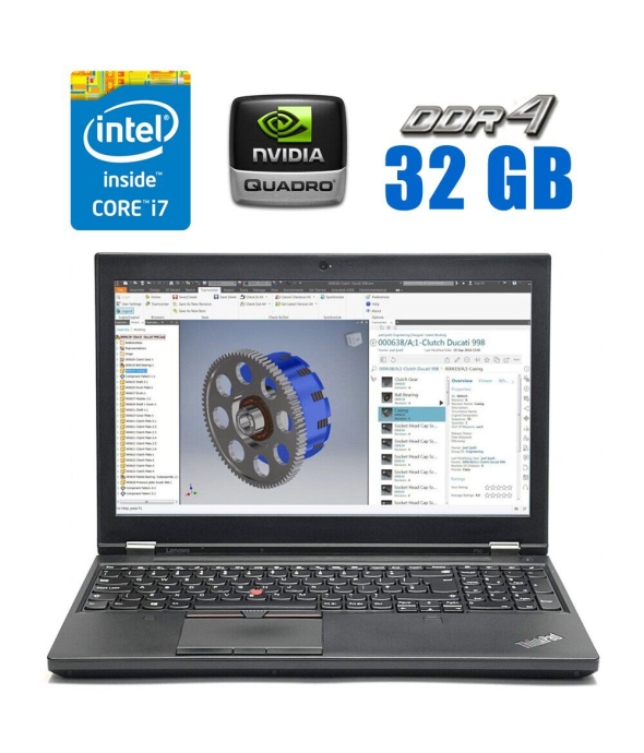 Мобильная рабочая станция Lenovo ThinkPad P50 / 15.6&quot; (3840x2160) IPS / Intel Core i7-6820HQ (4 (8) ядра по 2.7 - 3.6 GHz) / 32 GB DDR4 / 512 GB SSD / nVidia Quadro M2000M, 4 GB GDDR5, 128-bit / WebCam - 1