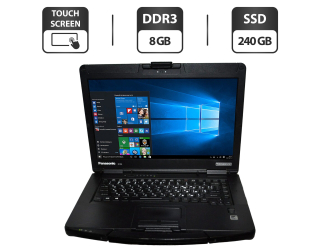 БУ Защищенный ноутбук Panasonic Toughbook CF-54 / 14&quot; (1920x1080) IPS Touch / Intel Core i5-5300U (2 (4) ядра по 2.3 - 2.9 GHz) / 8 GB DDR3 / 240 GB SSD / Intel HD Graphics 5500 / WebCam / Новая АКБ / Windows 10 Pro из Европы в Харькове
