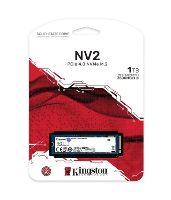 Накопитель SSD Kingston NV2 1TB NVMe M.2 2280 PCIe4.0 (SNV2S/1000G) NEW - 1