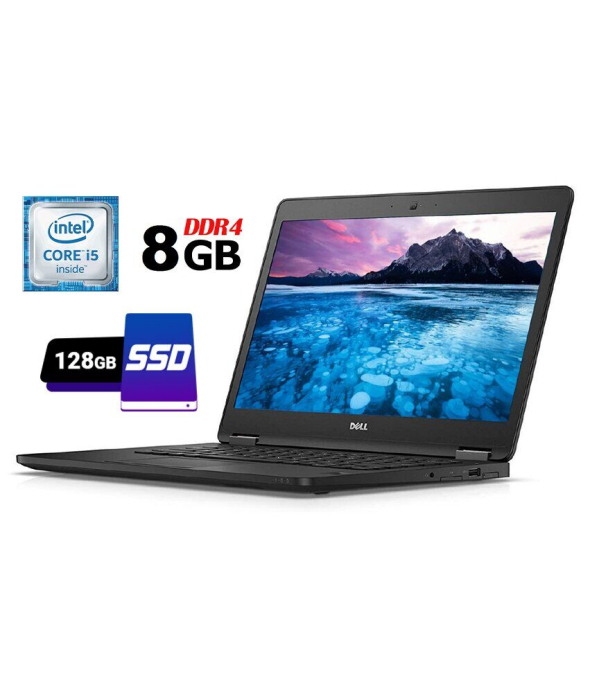Ультрабук Б-класс Dell Latitude E7470 / 14&quot; (1366x768) TN / Intel Core i5-6300U (2 (4) ядра по 2.4 - 3.0 GHz) / 8 GB DDR4 / 128 GB SSD / Intel HD Graphics 520 / WebCam / Fingerprint / HDMI / miniDP / Windows 10 лицензия - 1