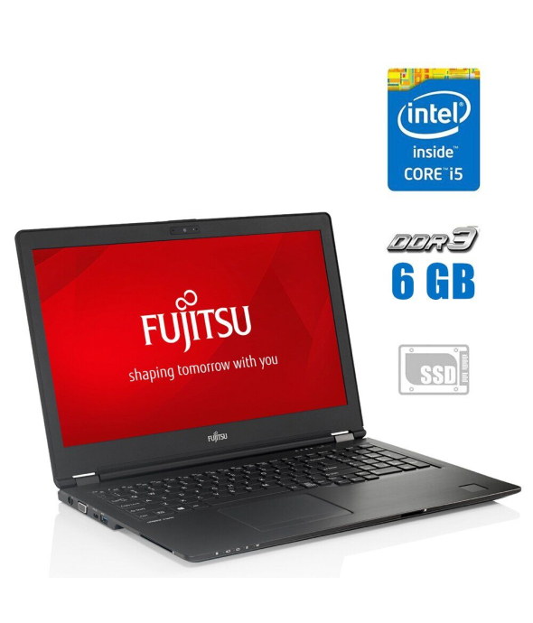 Ноутбук Б-класс Fujitsu Lifebook U757 / 15.6&quot; (1366x768) TN / Intel Core i5-6300U (2 (4) ядра по 2.4 - 3.0 GHz) / 6 GB DDR4 / 256 GB SSD / Intel HD Graphics 520 / WebCam / Без АКБ - 1
