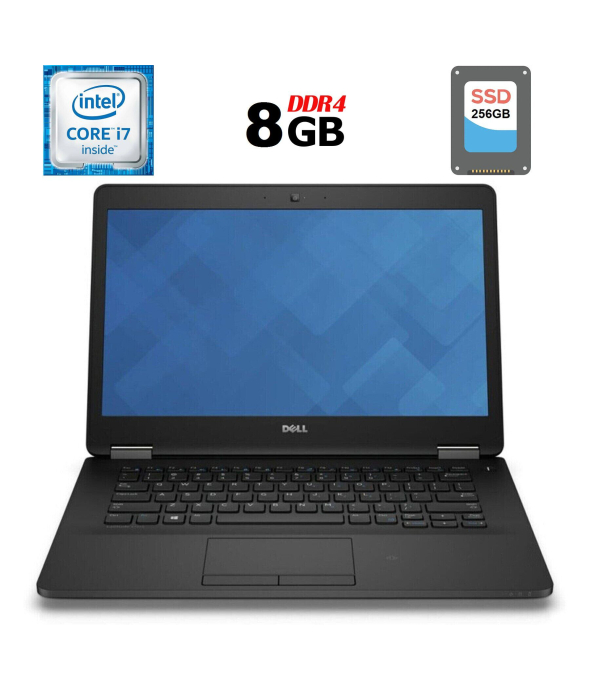 Ультрабук Б-класс Dell Latitude E7470 / 14&quot; (1920x1080) IPS / Intel Core i7-6600U (2 (4) ядра по 2.6 - 3.4 GHz) / 8 GB DDR4 / 256 GB SSD / Intel HD Graphics 520 / WebCam / HDMI / Windows 10 лицензия - 1